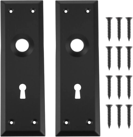 Set di 2 Coperture per Maniglie in Metallo Rugginato - Nero - Inseribile - 180 x 58 mm - Piatto per Maniglie di Porta