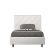 BS COM Letto una piazza e mezza con rete imbottito 120x200 similpelle bianco