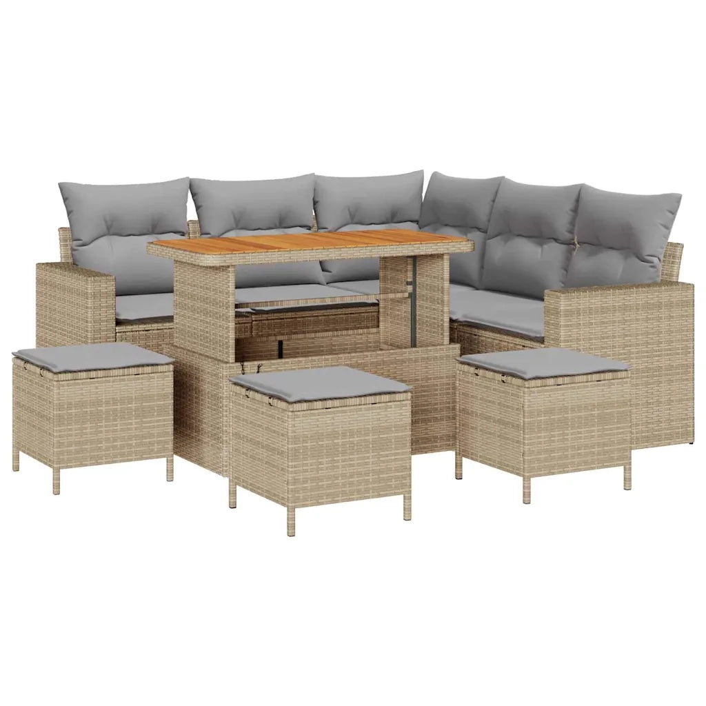 Set Divano da Giardino 9 pcs Beige polyrattan 3361622