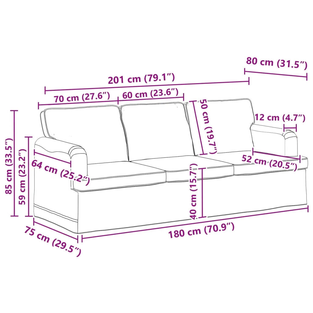 Set di divani 2 pcs Crema 201 x 80 x 85 cm Tessuto 3407609