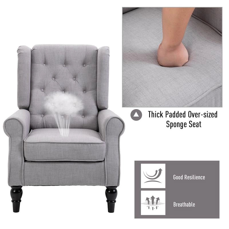 POLTRONA CHESTERFIELD IN TESSUTO SFODERABILE CON AMPIA SEDUTA GRIGIO