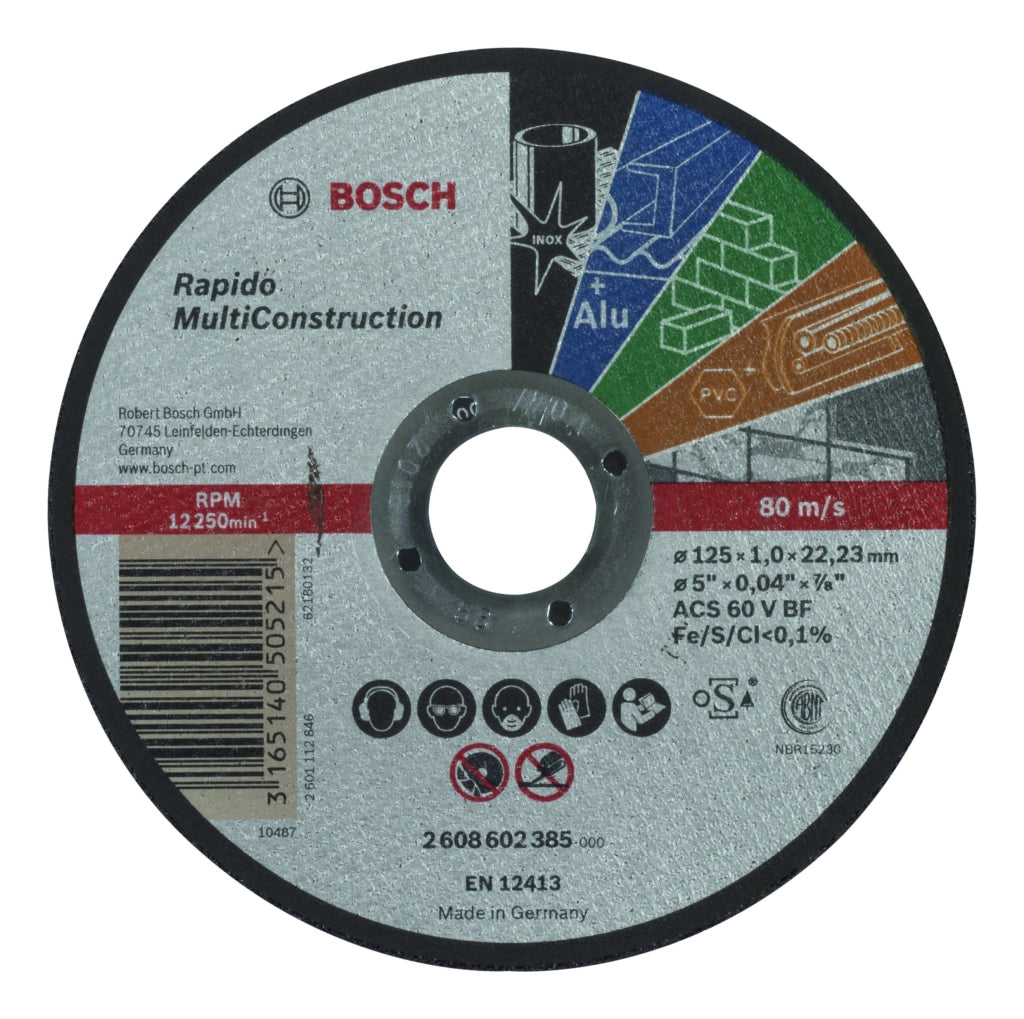 2608602385 - Mola da taglio diritta Rapido Multi Construction ACS 60 V BF, 125 mm, 1,0 mm