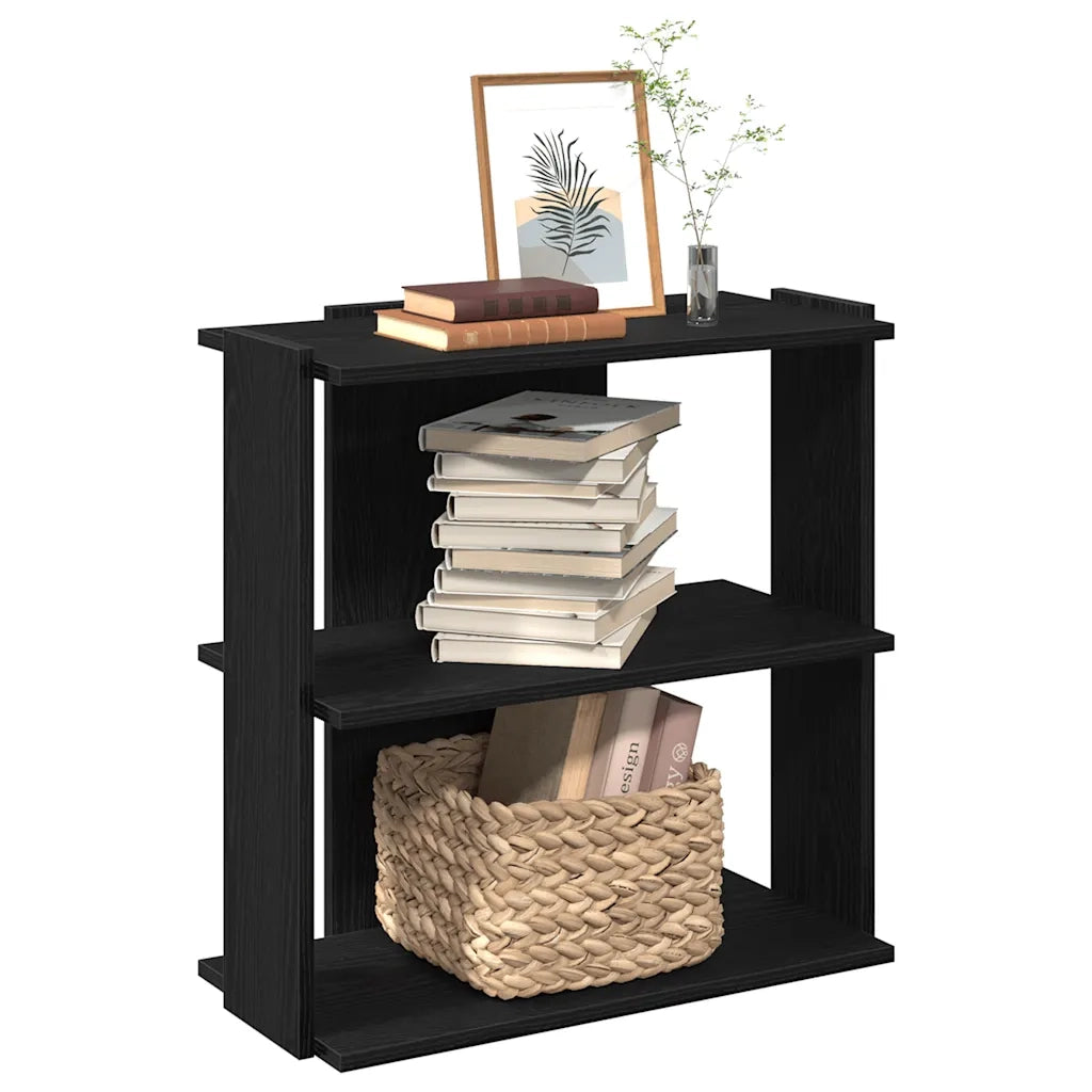 Libreria a 3 Ripiani Nera 60x30x80 cm in Legno Multistrato 860257