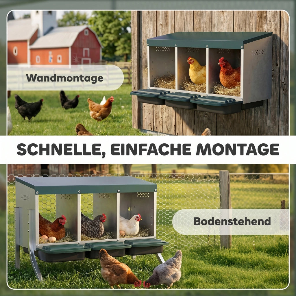 Nido per Galline con 3 Scomparti ¨C Minimal ¨C Grigio 84x55x61 cm