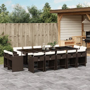 Set da Pranzo da Giardino 15 pz con Cuscini Marrone Polyrattan 3211233