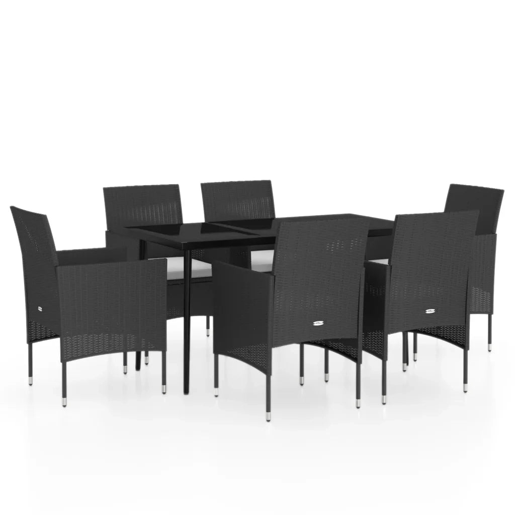 Set da Pranzo da Giardino 7 pz con Cuscini Nero 3099308