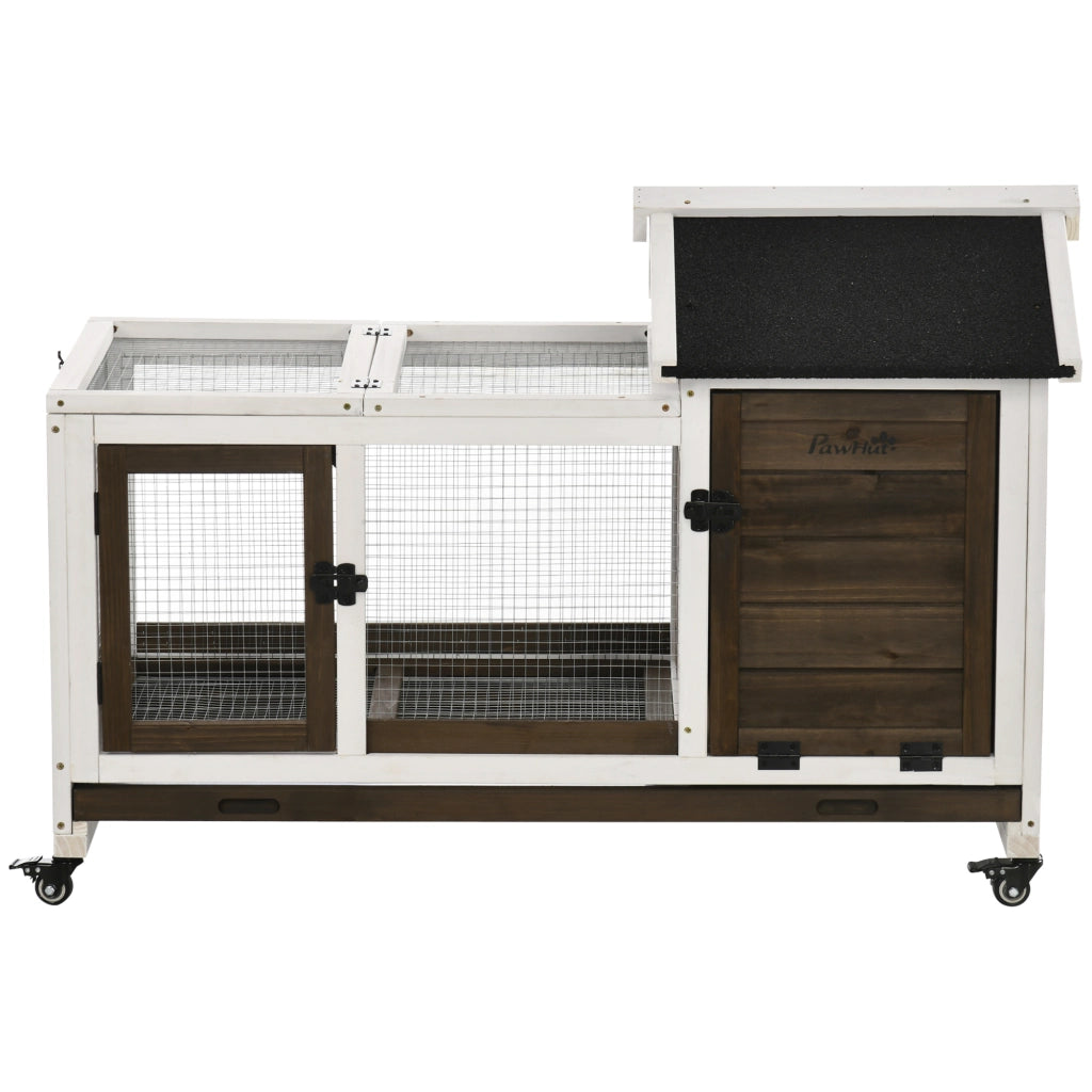 Conejera in Legno con Ruote e Cassetto ¨C Zephmum ¨C 108x58x73.5 cm Marrone Scuro