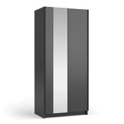 Armadio LYSIA 80 cm nero opaco - 2 porte scorrevoli con specchio