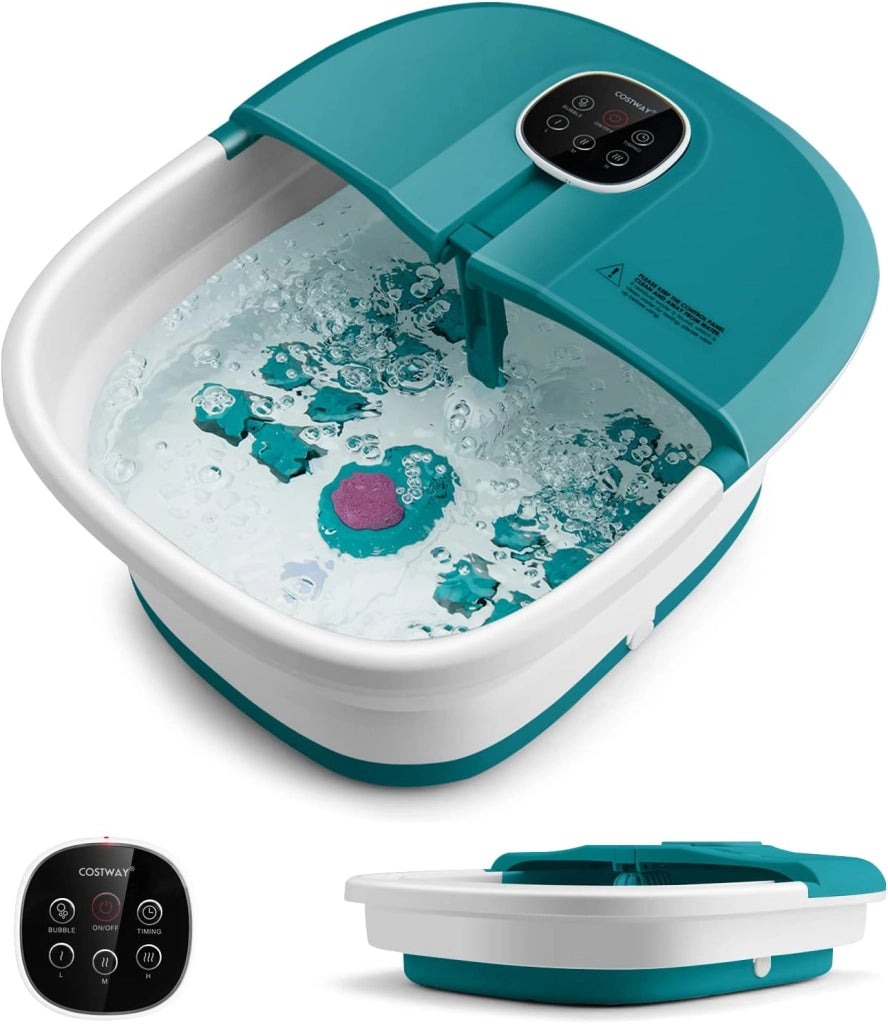 Pediluvio Massaggiatore Piedi Elettrico, Idromassaggiatore Plantare Pieghevole con Riscaldamento e Telecomando, 3 Temperature Regolabili (Anatra blu)