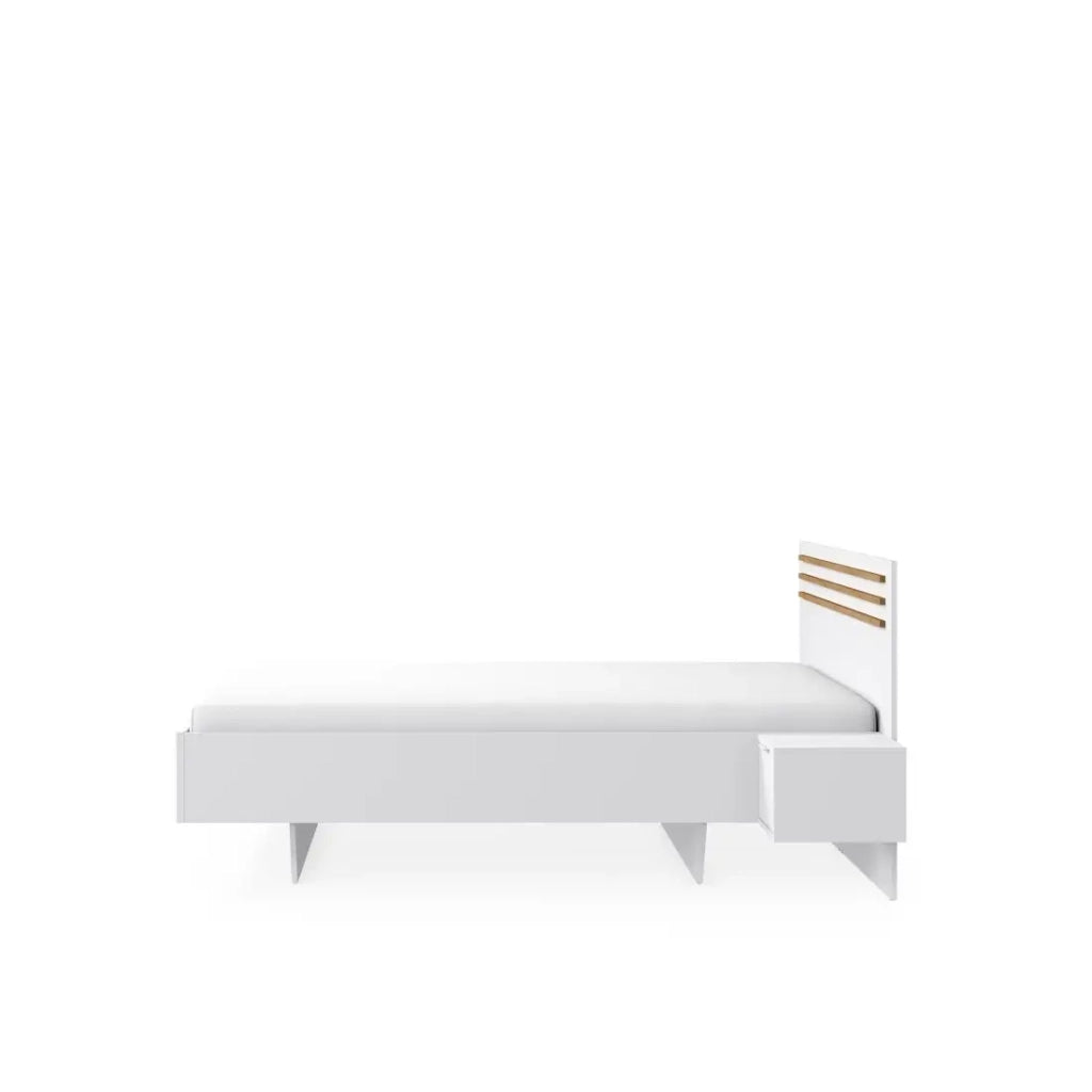 Letto FLORENCE – 180x200 cm – Bianco – Con due comodini – Rete e cassetti non inclusi
