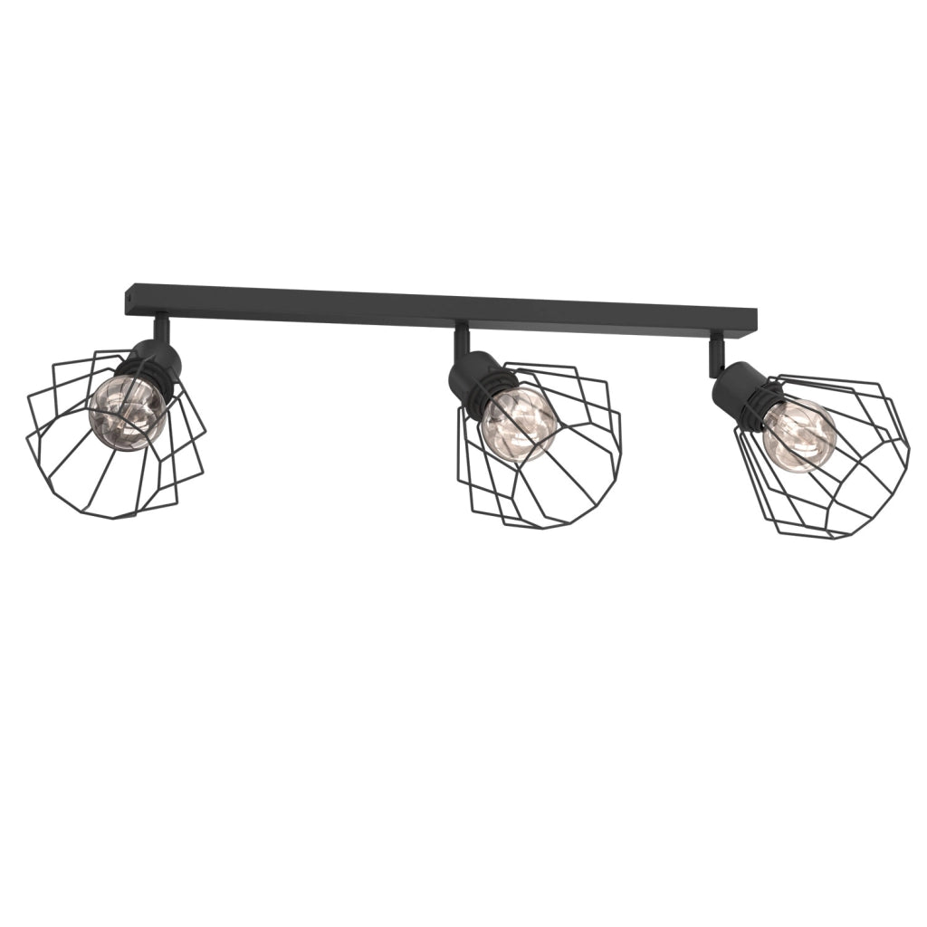 Plafoniera industriale Parkla 3 luci E27 nera Luminex