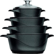 Set di Pannini in Alluminio Smaltato e Ghisa, Nero, Set da 4