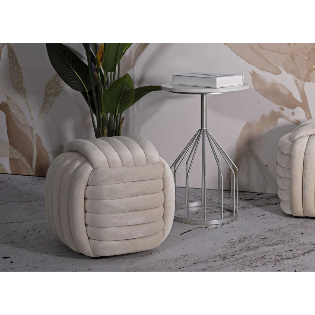 Pouf Gomitolo 3, Beige, Cotone, 45x45x45 cm
