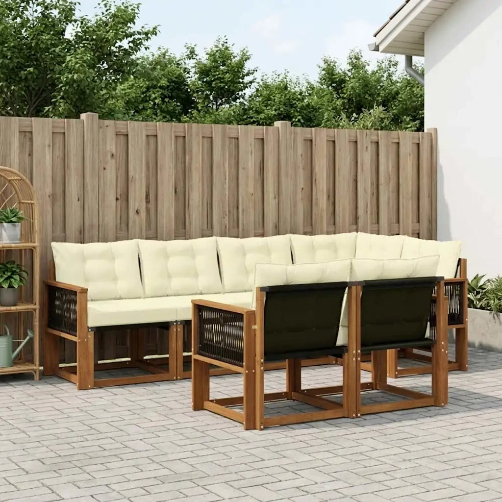Set di divani da esterno con cuscino 7 pcs Naturale e Crema 3382014