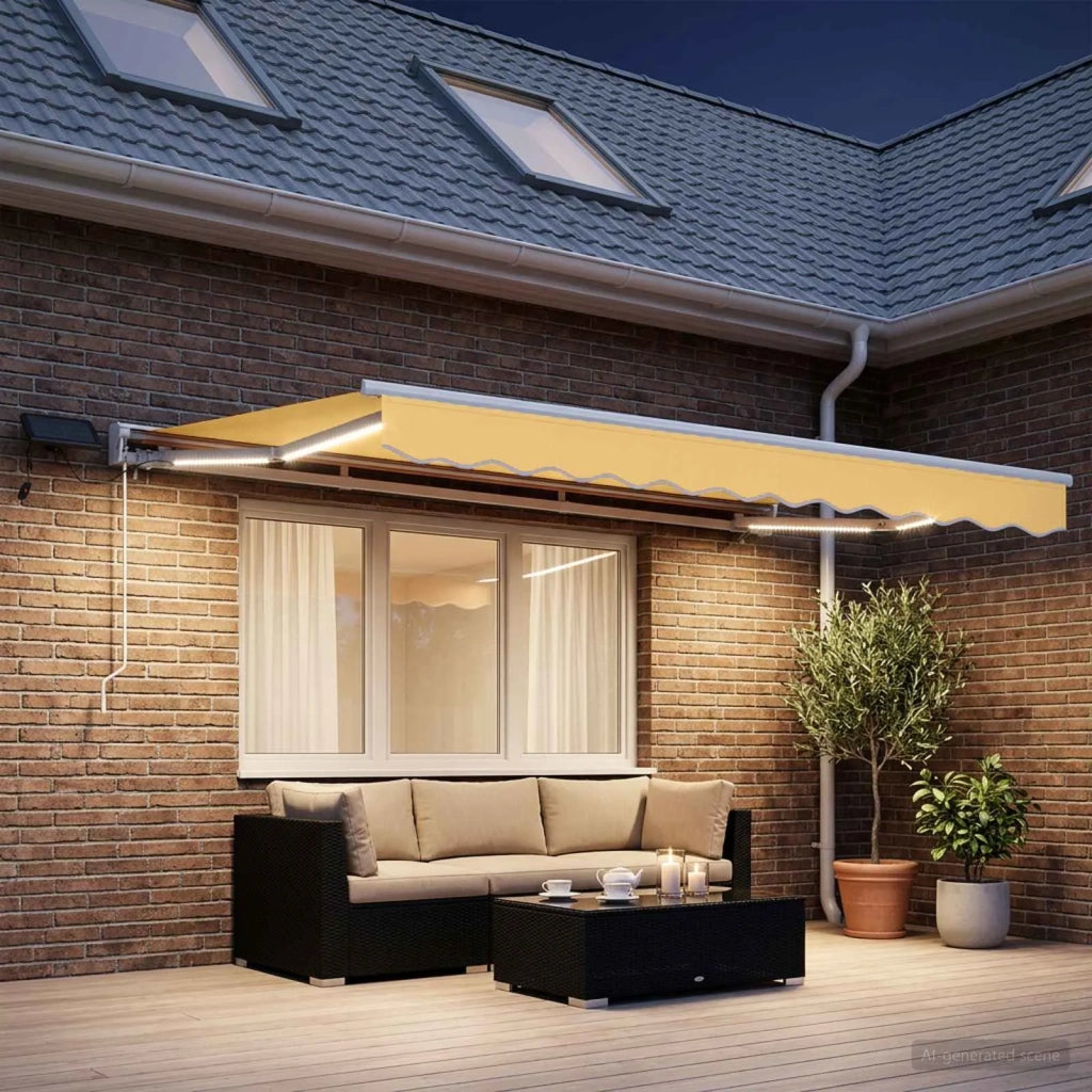 Cornice per Tenda Manuale con LED Sabbia 5 × 3,5 m 3426448