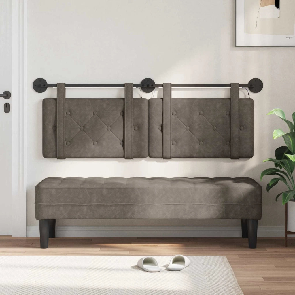 Testiera | Testata sospesa Con luce LED Grigio PU Antico