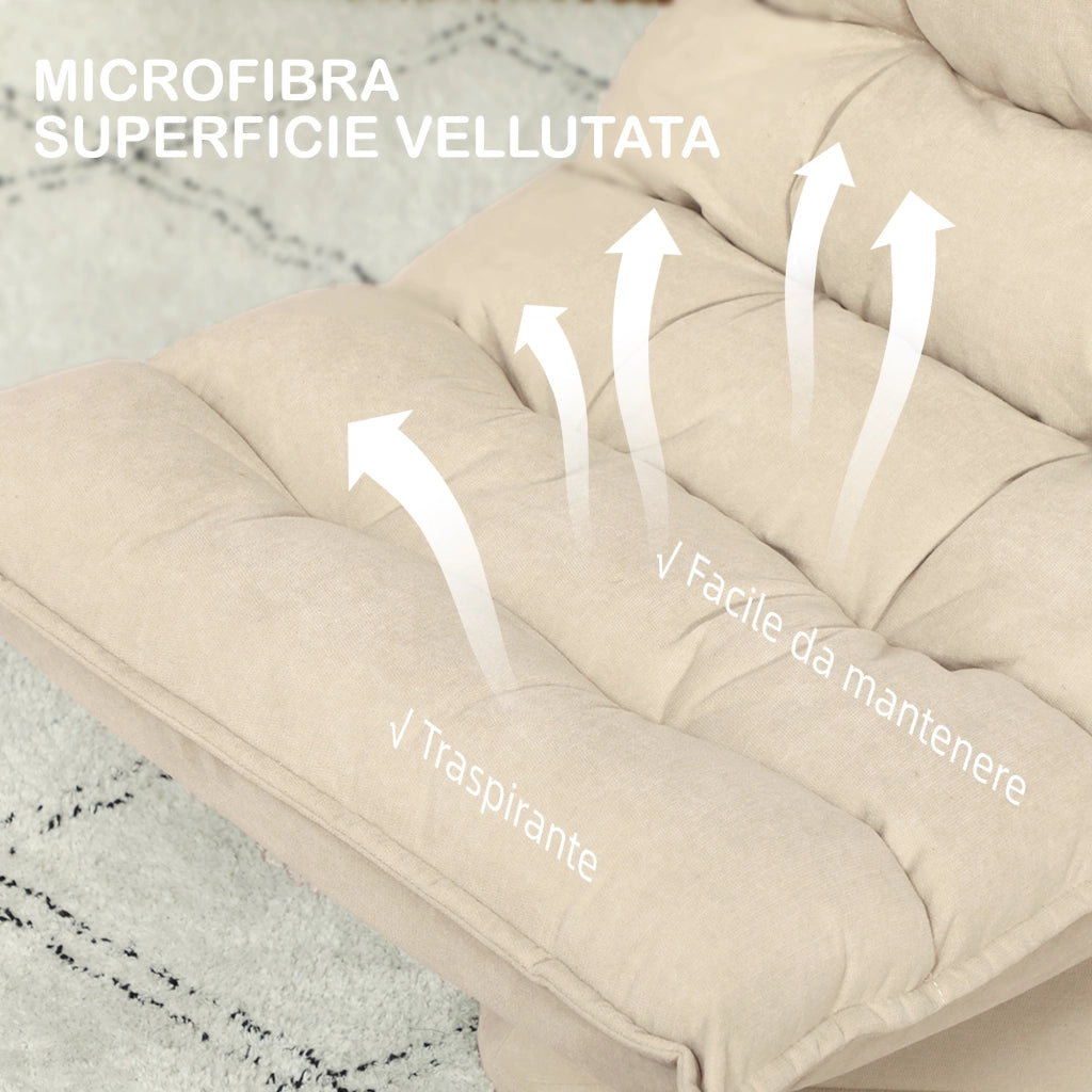 Poltrona Relax Girevole con Schienale Regolabile ¨C Zephmum ¨C Tessuto Effetto Lino Beige