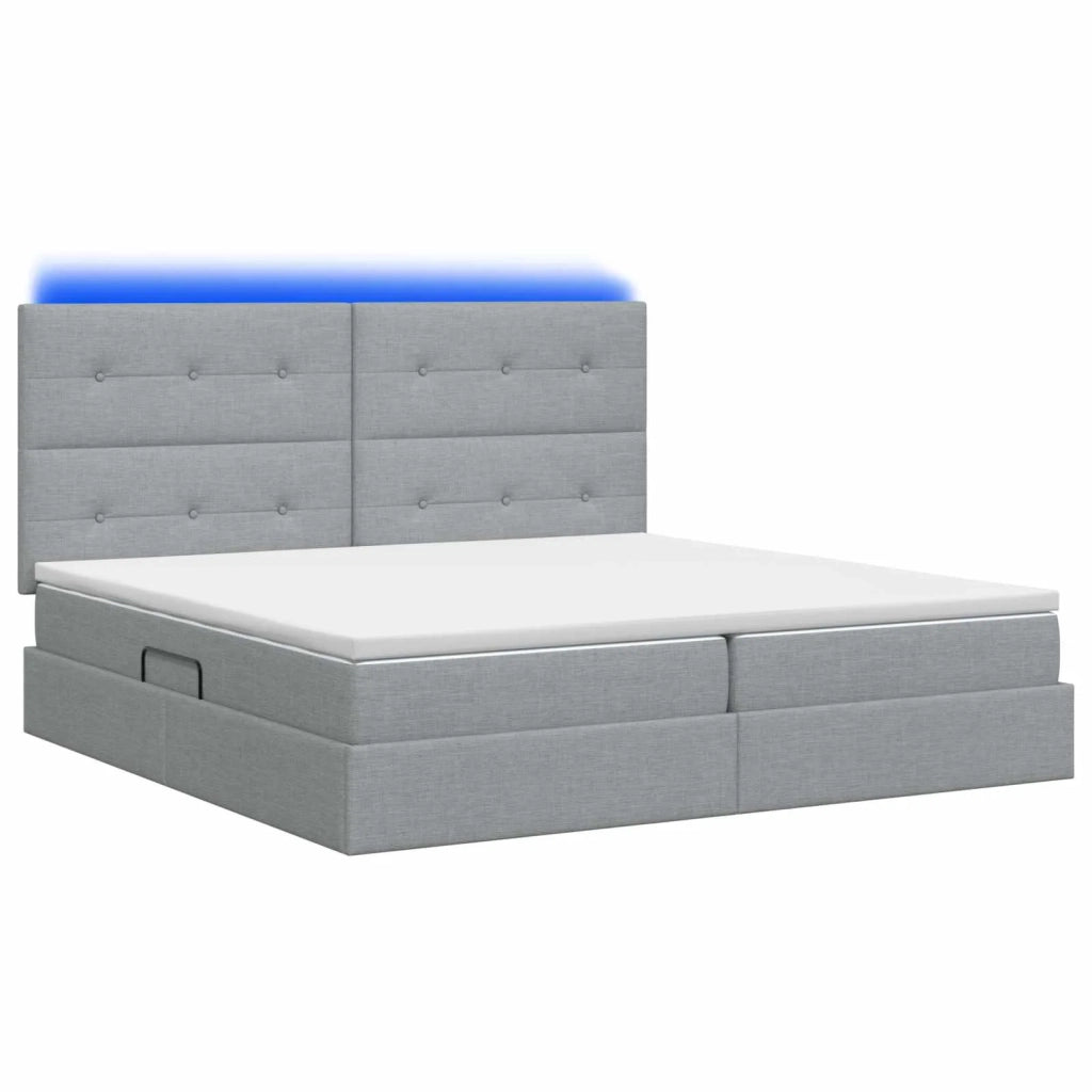 Letto con contenitore LED e materasso Grigio Chiaro 3459966