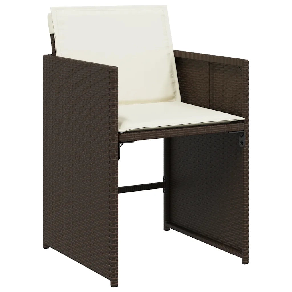 Set da Pranzo da Giardino 15 pz con Cuscini Marrone Polyrattan 3211233