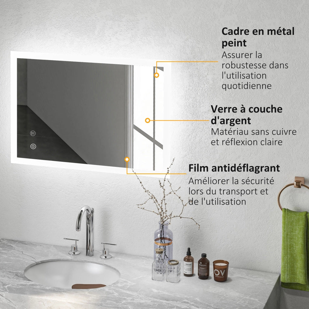 Specchio da Bagno LED ¨C zephmum ¨C Bianco 70x50 cm