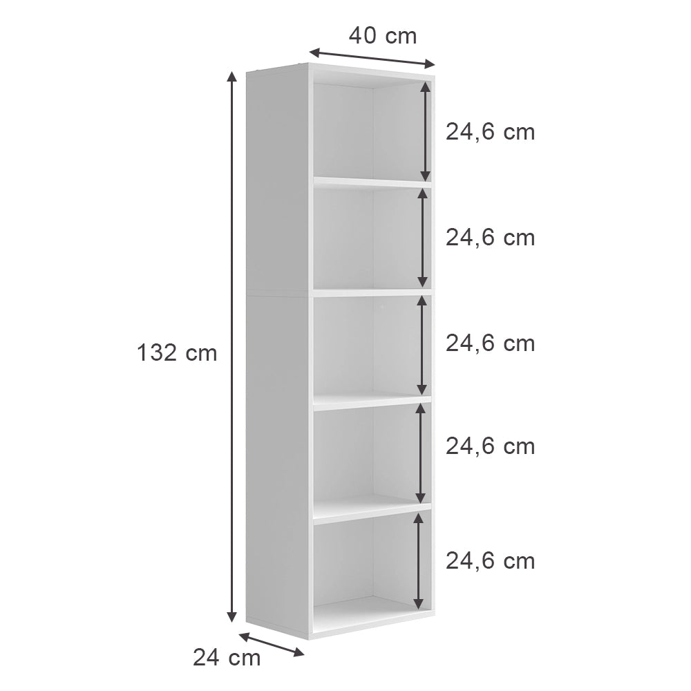 Vicco Scaffale Bianco 40 x 132 cm con 5 scomparti