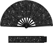 Ventilatore a vento con glitter - Opvougbile - Linedance - Con cinturino - Tasca di ventilazione - Struttura in bambù - Ventilatore da ballo