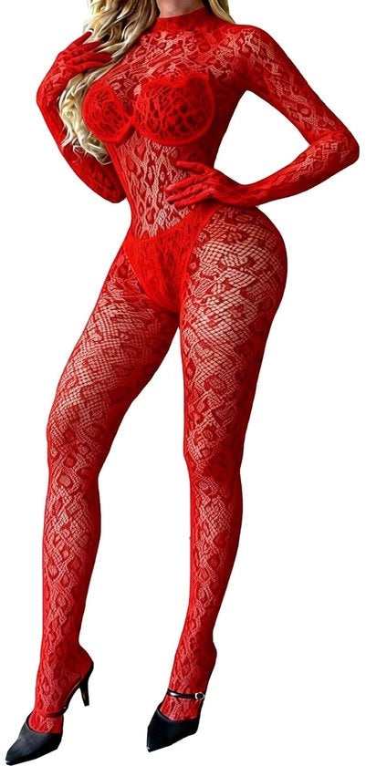 Corsetto a corse Bodystocking - Printo di leopardo nero - Abito a mesh - Sottoveste sexy - Outfit per festival - Tessuto elastico - Stile a dita aperte