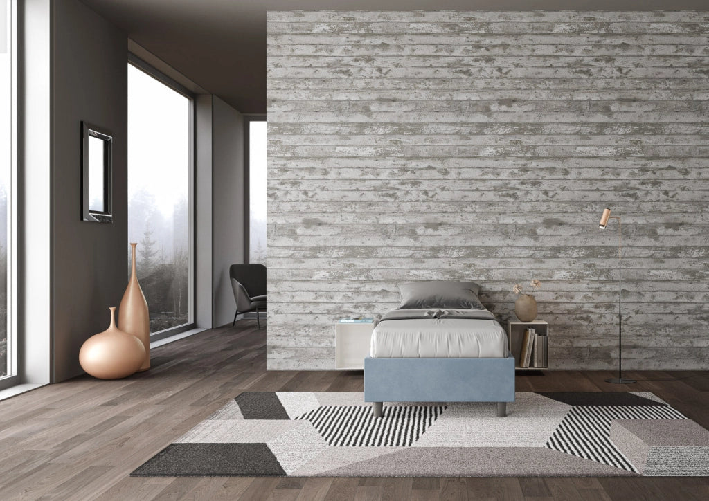 Letto Singolo Sommier 80x190 cm con Rete e Contenitore Azelia Azzurro
