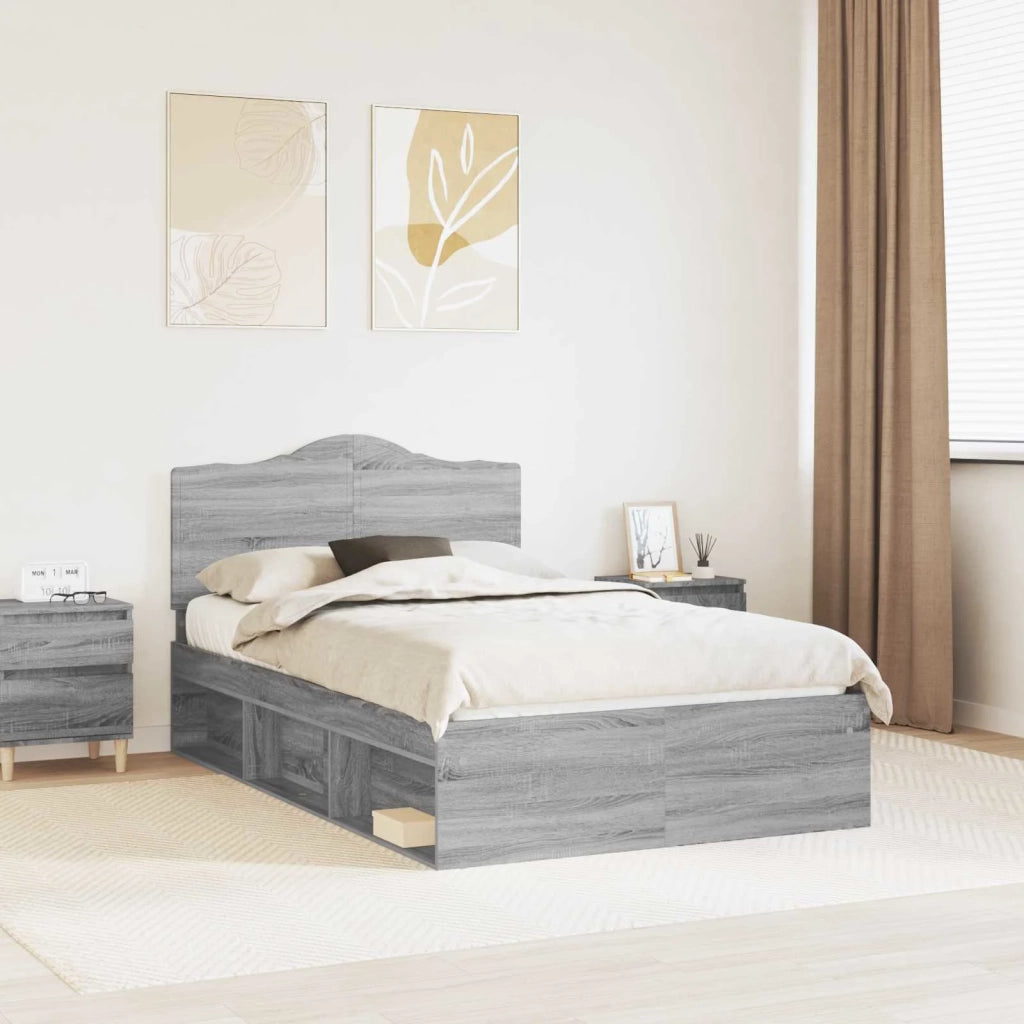 Letto matrimoniale | Letto per adulti | Struttura del letto Grigio Sonoma 120 x 200 cm Pino massello
