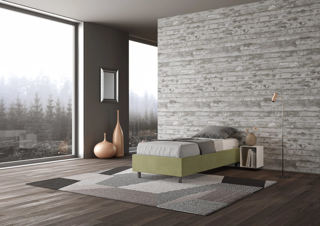 Letto 1 Piazza e Mezzo Sommier 120x210 cm con Rete Azelia Tè Verde