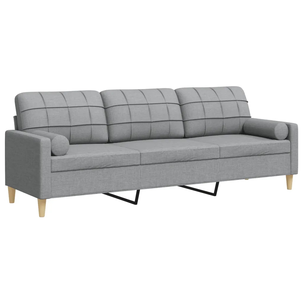 Divano a 3 Posti con Cuscini-Sofa 3 Posti con Cuscini Grigio Chiaro 210 cm in Tessuto
