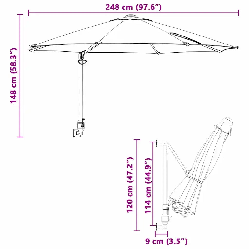 Ombrello da giardino Sabbia 248 x 248 x 148 cm 42003227