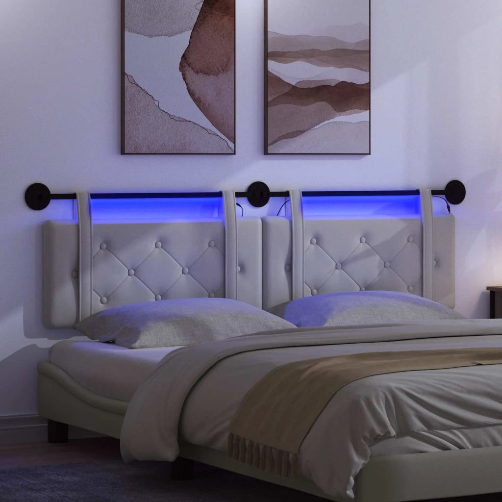 Testiera | Testata sospesa Con luce LED Bianco Similpelle