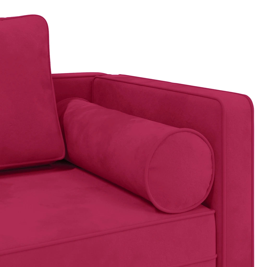 Chaise Lounge con Cuscini Rosso Vino in Velluto 4007575