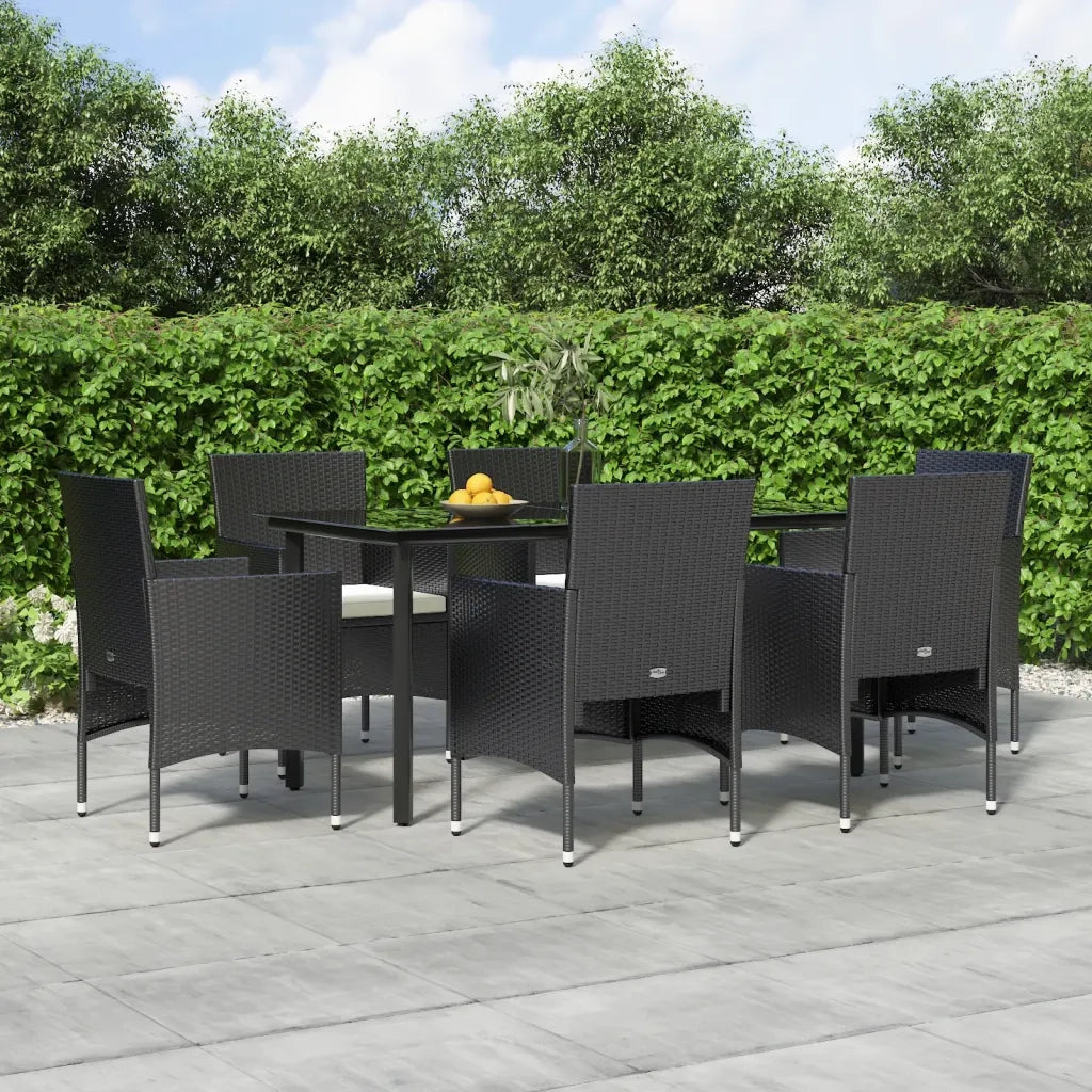 Set da Pranzo da Giardino 7 pz con Cuscini Nero 3156601