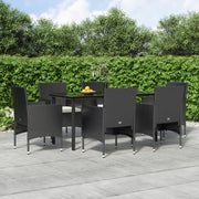 Set da Pranzo da Giardino 7 pz con Cuscini Nero 3156601