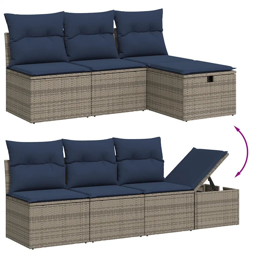 Set Divani da Giardino 8 pz con Cuscini Grigio in Polyrattan 3274841