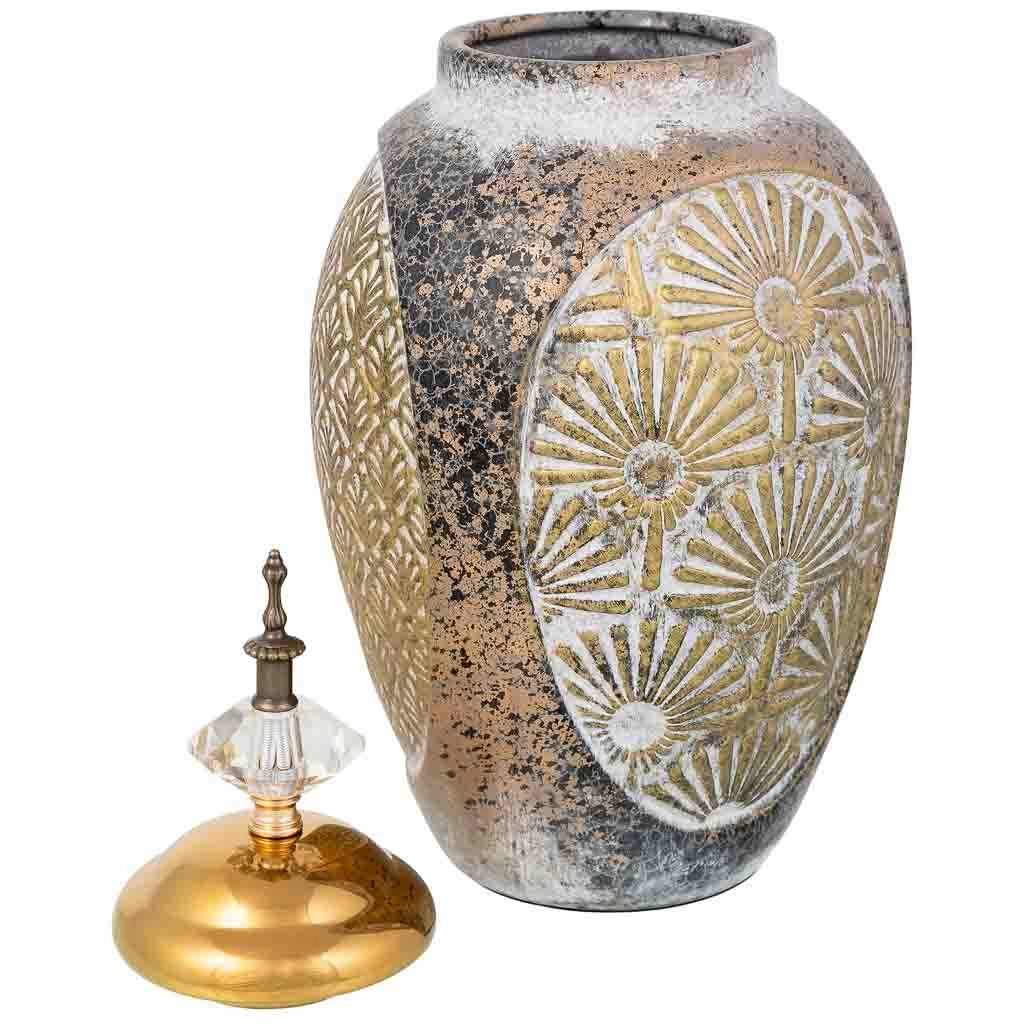 Vaso in ceramica dorata, D17,5x36h cm
