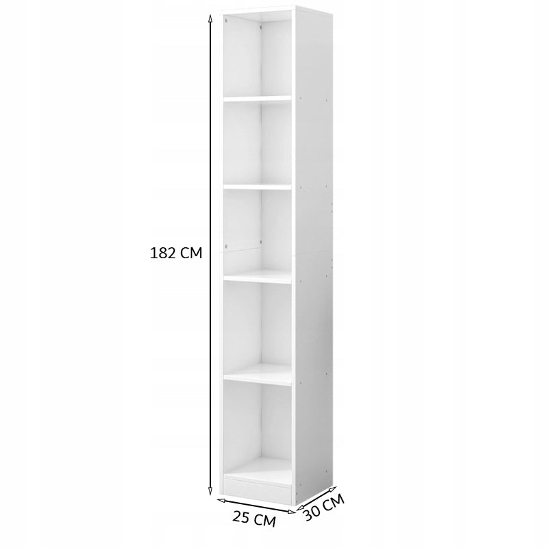 Alta libreria bianca per libri e raccoglitori, ufficio, salotto, loft, 182 cm