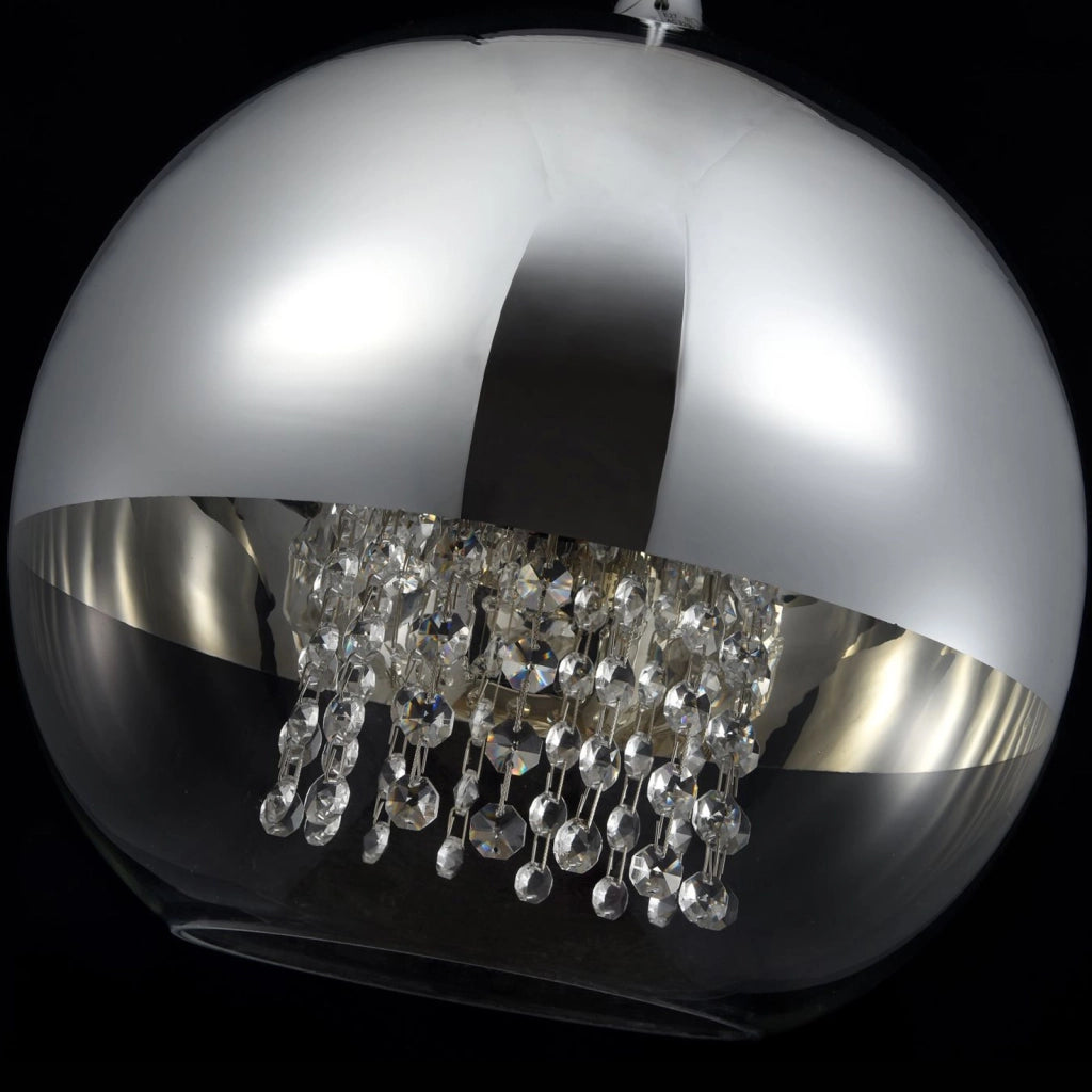 Lampadario Contemporaneo Fermi Metallo Nichel 1 Luce Diffusori Vetro Trasparente
