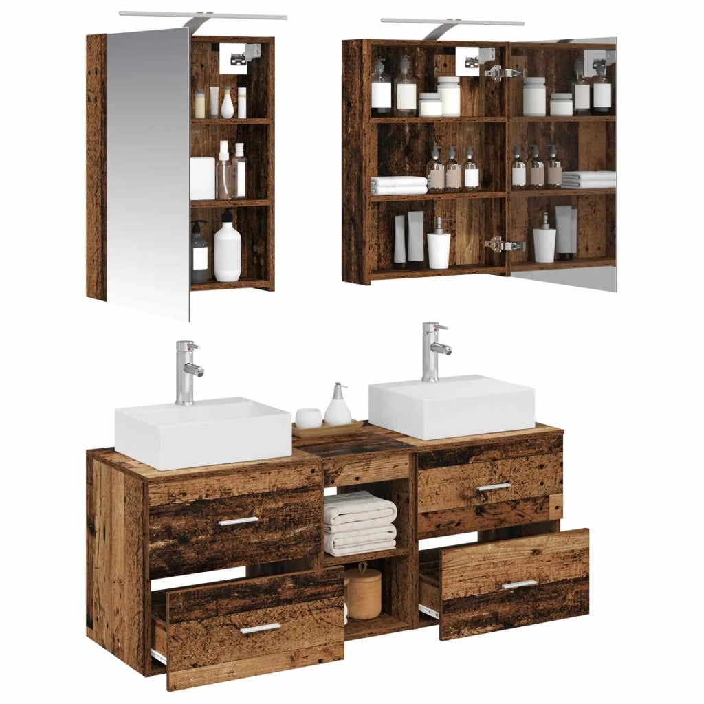Set di mobili per il bagno 5 pz Legno antico 3406797