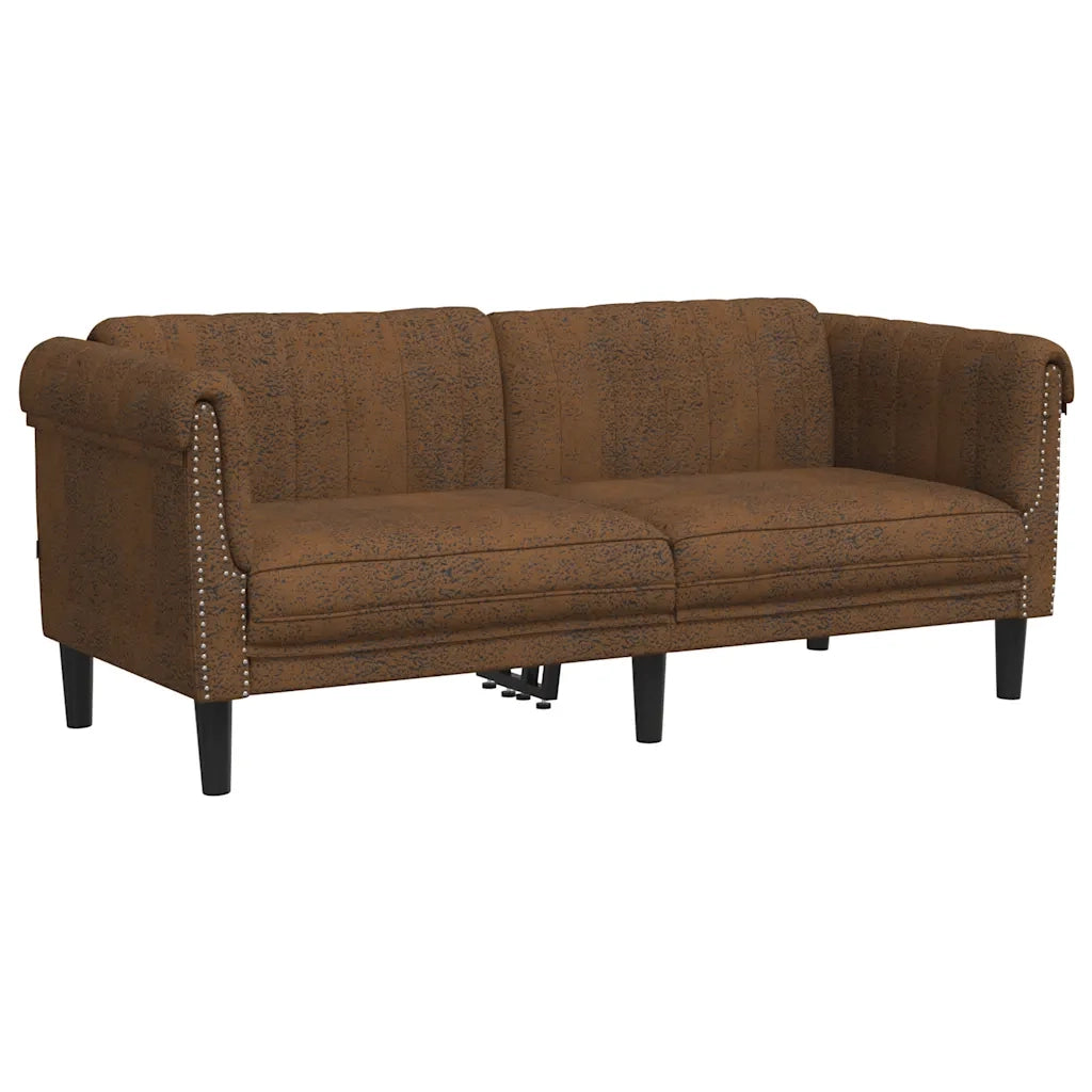 Divano a 2 Posti-Sofa 2 Posti Marrone in Similpelle Scamosciata 464693