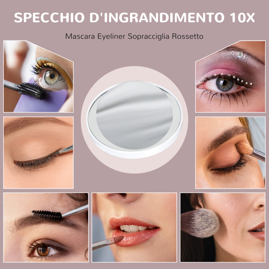 Specchio Trucco con Luci e Ingranditore ¨C Minimal ¨C Bianco 31x41.5x3cm