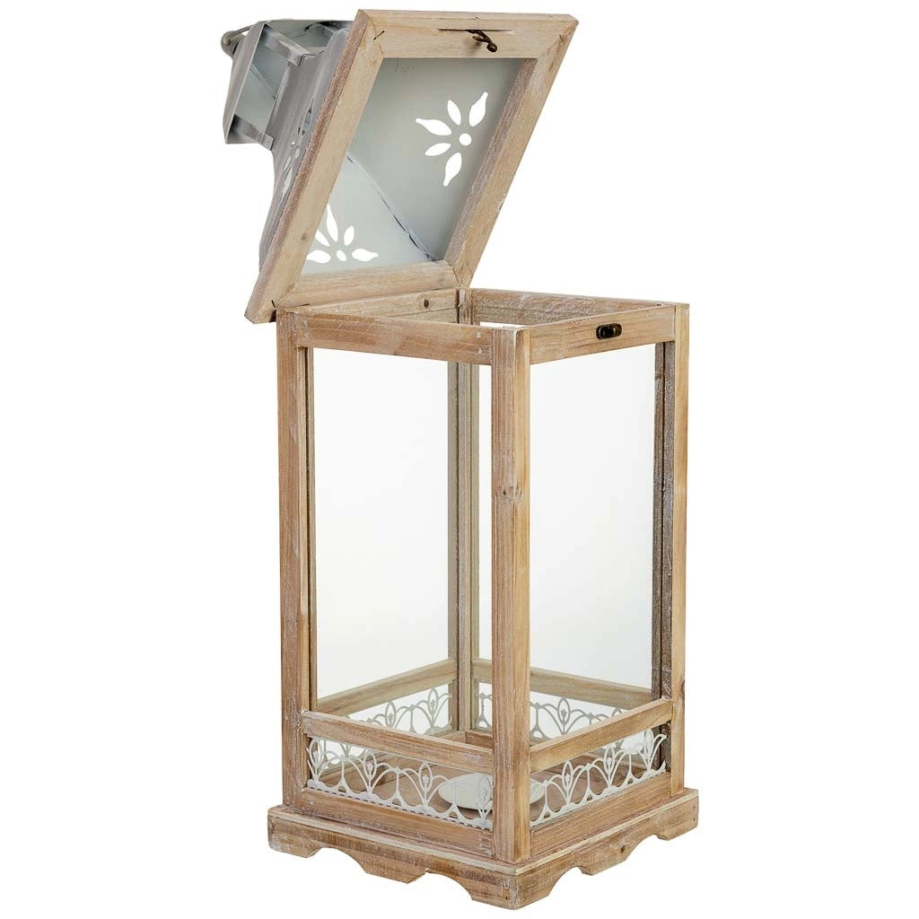 Lanterna in legno 23,5x23,5x61h cm