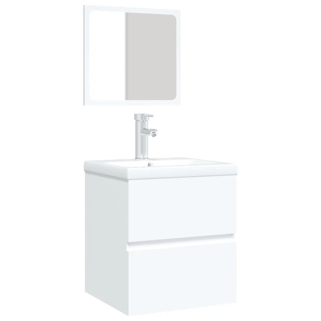Mobile da Bagno con Lavabo e Specchio-Armadietto da bagno con Lavandino Bianco
