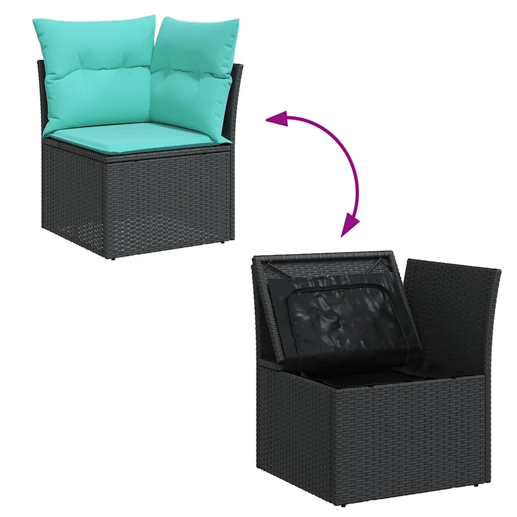 Set Divani da Giardino 10 pz con Cuscini Nero in Polyrattan 3256617