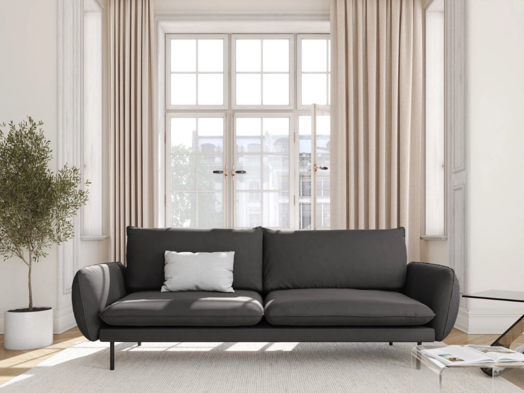 Cosmopolitan Design - Divano "Vienna" 4 posti in velluto grigio scuro 