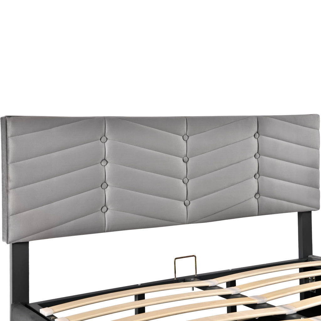 LETTO Contenitore 140x200 cm Velluto Grigio