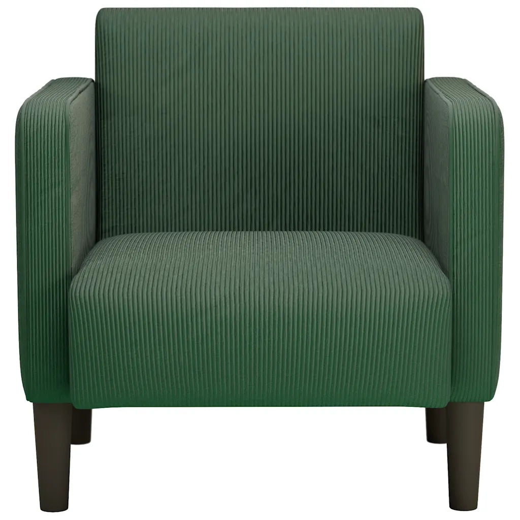 Divano Poltrona | Sedia con Braccioli Verde Scuro 54 cm Tessuto a Coste