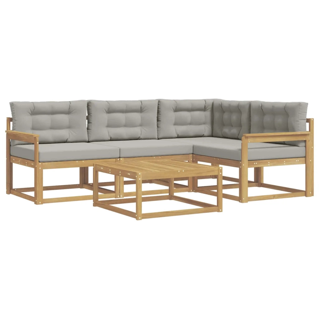 Set di divani da esterno 5 pz Bianco e Grigio Chiaro Poliestere 3386400